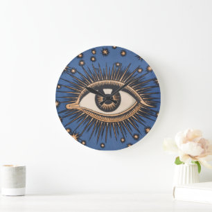 Grande Horloge Ronde Oeil étoile Lune Celeste Nouveau