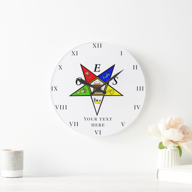 Grande Horloge Ronde OES Etoile Orientale Soeur Freemason Charité Mason (Maison)