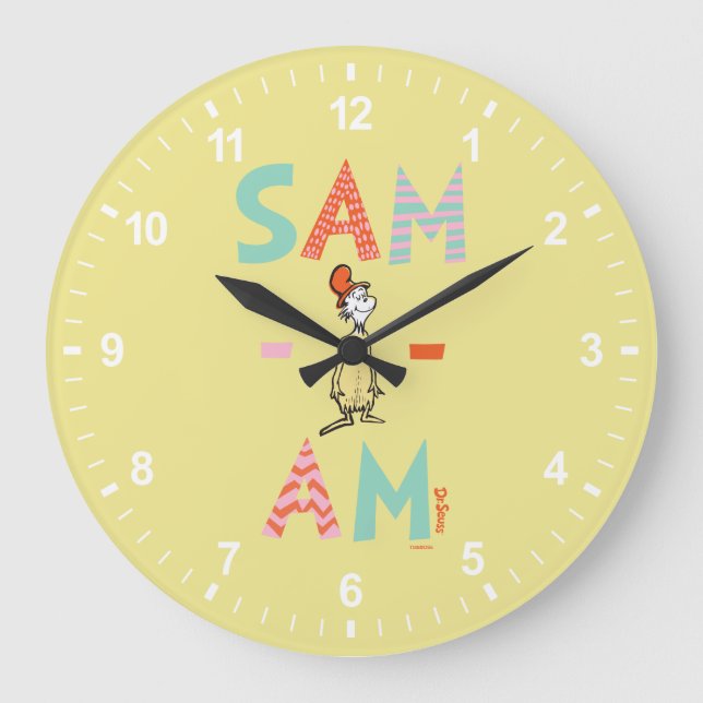Grande Horloge Ronde Oeufs verts et jambon | Sam-I-Am (Recto)