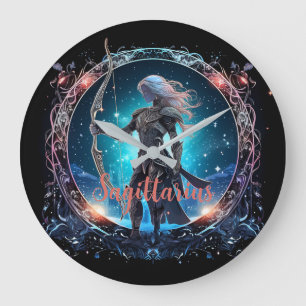 Grande Horloge Ronde Œuvre d'art du Sagittaire mystique
