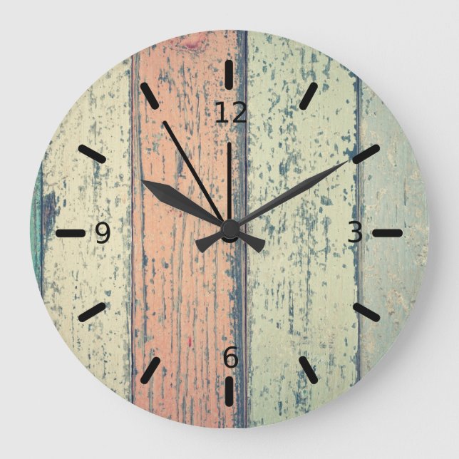 Grande Horloge Ronde OEuvre murale en plastique rustique (Recto)