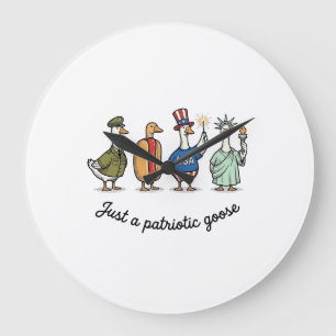 Grande Horloge Ronde Oie Patriotique Gravure Vintage Drôle de Chemise U