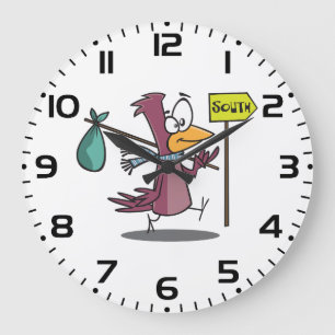 Grande Horloge Ronde Oiseau de dessin animé migrant vers le sud