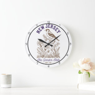 Grande Horloge Ronde Oiseau de l'État du New Jersey Garden State
