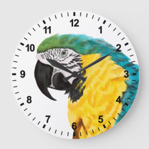 Grande Horloge Ronde Oiseau tropical de perroquet