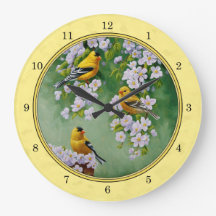 Oiseaux Goldfinch et fleurs de pomme Jaune