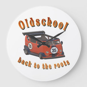 Grande Horloge Ronde Old school, vintage car Red and Grey