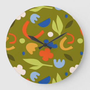 Grande Horloge Ronde Olive Meadow