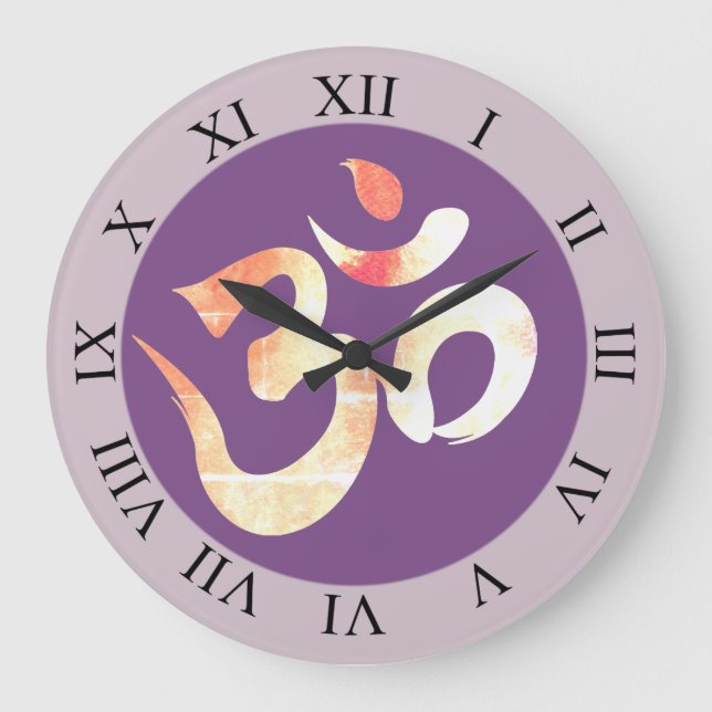Grande Horloge Ronde Om, Waterololor Om Wall Clock (Recto)