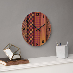 Grande Horloge Ronde Ondes Rétro et Motif Géométrique du Milieu du Sièc