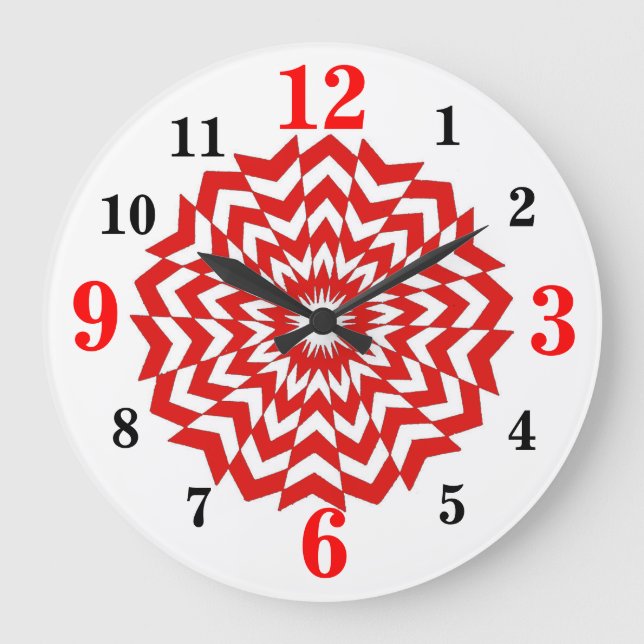 Grande Horloge Ronde Optical art design Wall Clock Red (Recto)