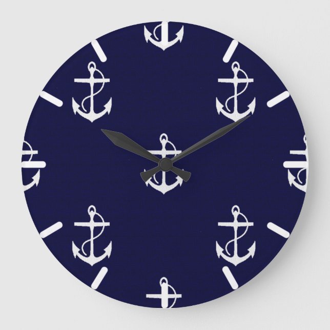 Grande Horloge Ronde Opus Posh Ancre Nautique Personnalisé (Recto)