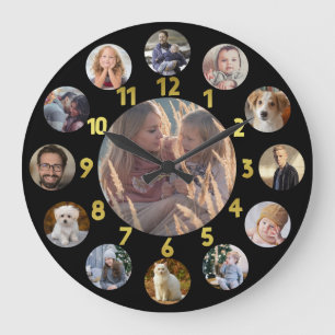 Grande Horloge Ronde Or des images   d'Instagram du collage 13 de photo