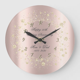 Grande Horloge Ronde Or, diamants, confettis, or rose, anniversaire