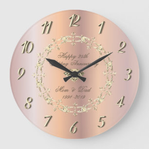 Grande Horloge Ronde Or Diamants Rose Gold 25e Anniversaire de Mariage