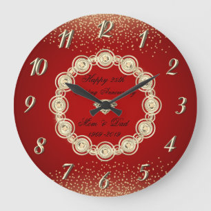 Grande Horloge Ronde Or Diamants Rouge Or 50 Anniversaire de Mariage