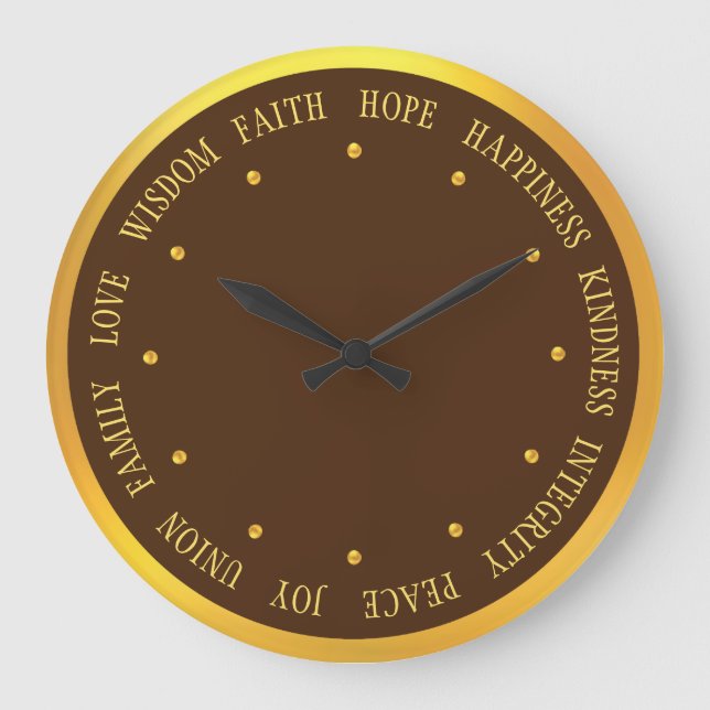 Grande Horloge Ronde Or élégant et Good Vibes Brown (Recto)