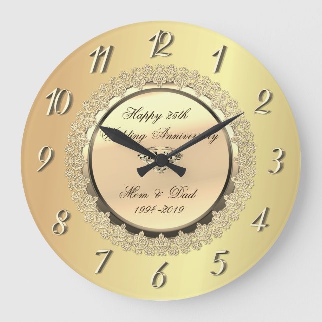 Grande Horloge Ronde Or Floral Diamond25e anniversaire Mariage (Recto)