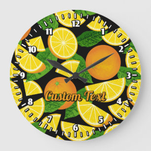 Grande Horloge Ronde Orange Background