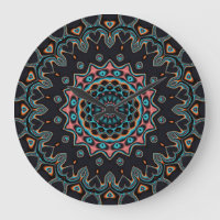 Orange bleu Turquoise noir Mandala Boho Art