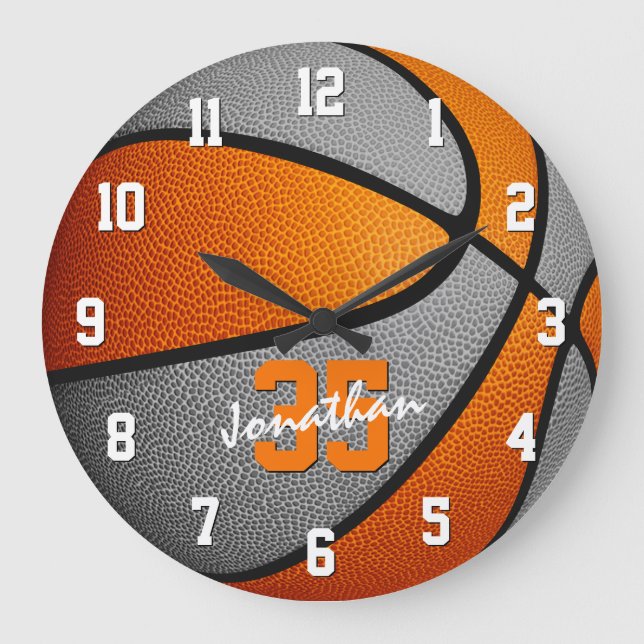 Grande Horloge Ronde orange boys girrball personalized (Recto)