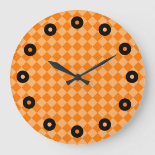 Grande Horloge Ronde Orange Combination Diamond Motif par STaylor