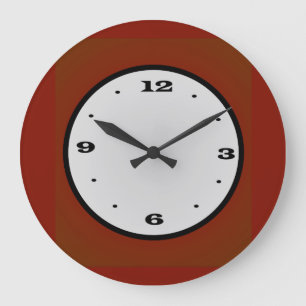 Grande Horloge Ronde Orange foncé avec centre blanc