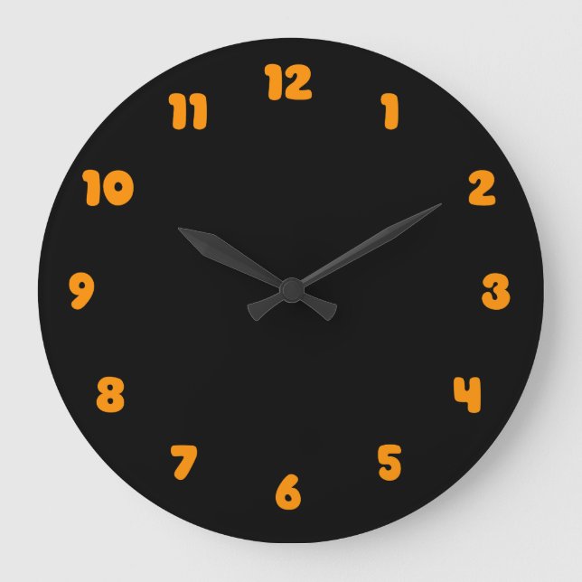 Grande Horloge Ronde orange foncé et noir simple (Recto)