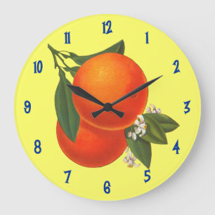 Grande Horloge Ronde Oranges Vintage Crate Art Wall Clock