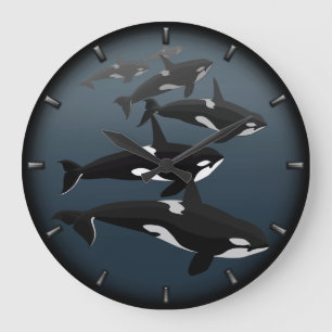 Grande Horloge Ronde Orca Whale Clock Killer Whale Decor Whale