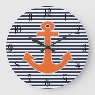 Grande Horloge Ronde Original Embroidery Anchor Capitaine Nautical