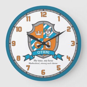 Grande Horloge Ronde Othni lettre O nom signifiant chevaliers loup oran