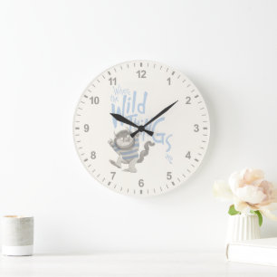 Grande Horloge Ronde Où les choses sauvages sont citées - Bleu
