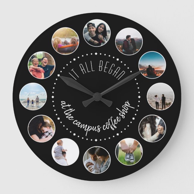 Grande Horloge Ronde Où tout a commencé l'amour Histoire Photo Collage (Recto)