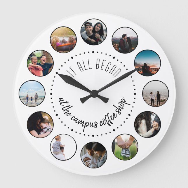 Grande Horloge Ronde Où tout a commencé l'amour Histoire Photo Collage (Recto)