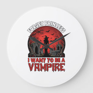 Grande Horloge Ronde Oublier Princesse Veut être Vampire Halloween_1