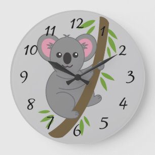 Grande Horloge Ronde Ours de koala Animé mignon