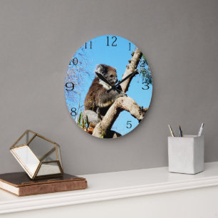 Grande Horloge Ronde Ours De Koala Dans L'Ancien Pin,