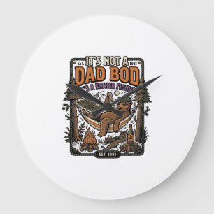 Grande Horloge Ronde Ours Papa drôle de corps de camping Figure de père
