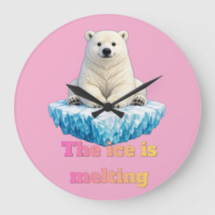 Grande Horloge Ronde Ours polaire sur la glace fondante Sensibilisation