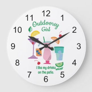 Grande Horloge Ronde Outdoorsy Girl Camper Glampers Cocktails