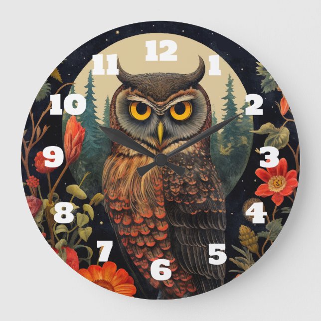 Grande Horloge Ronde Owl at Night with a Full Moon (Recto)