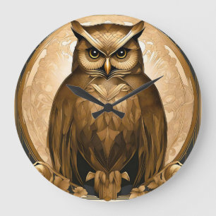 Grande Horloge Ronde Owl Retro Art Déco