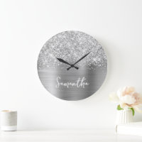 Pailleté Argent Glam Blanc Nom Script