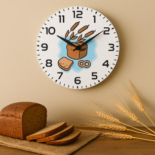 Grande Horloge Ronde Pain complet rustique Cuisine de Ferme