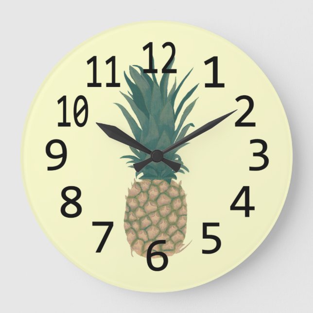 Grande Horloge Ronde Painting of a fresh Pineapple Wall Clocks (Recto)