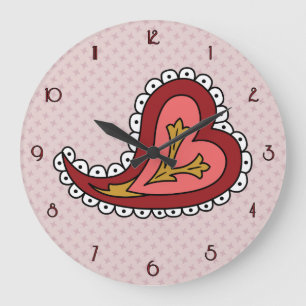 Grande Horloge Ronde Paisley Heart Clock
