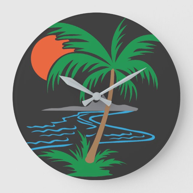 Grande Horloge Ronde Palm Tree by the River | Tropical Sunset Art (Recto)
