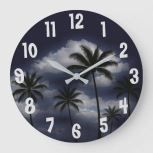 Grande Horloge Ronde Palmiers