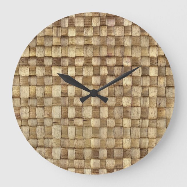 Grande Horloge Ronde Panier d'artisanat Texture sans couture (Recto)